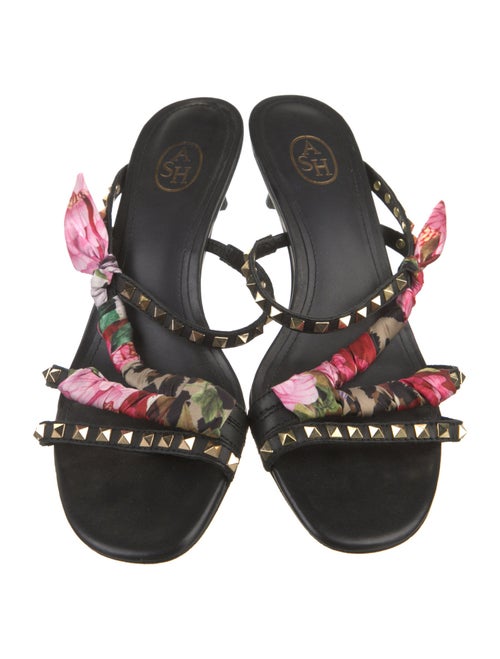 Ash Leather Floral Print Slides