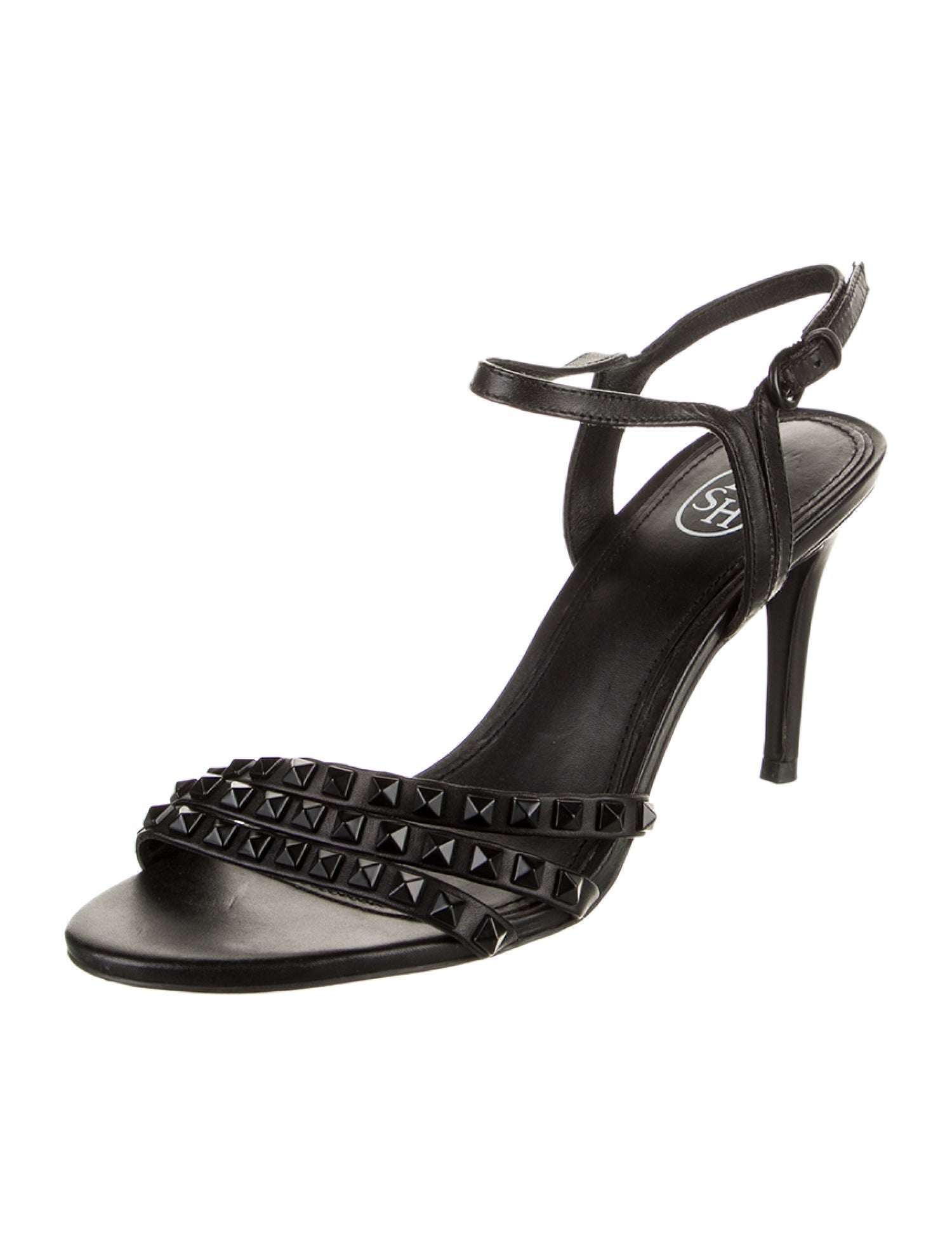 Ash Leather Studded Accents Sandals