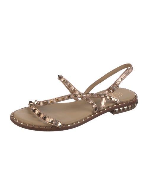 Ash Leather Studded Accents Slingback Sandals