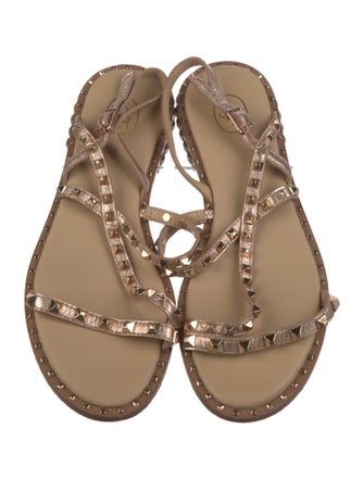 Ash Leather Studded Accents Slingback Sandals