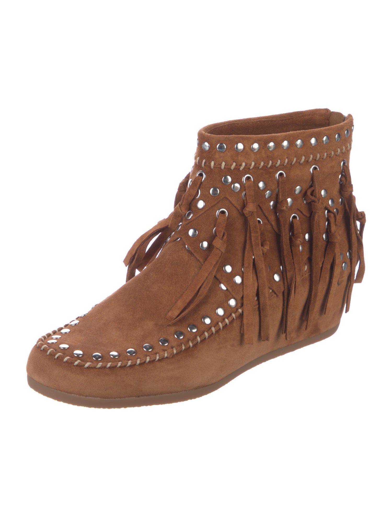Ash Suede Studded Accents Lace-Up Boots
