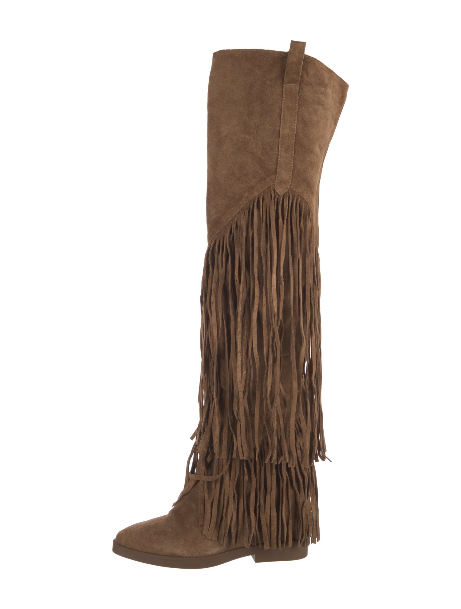 Ash Suede Fringe Trim Accent Boots