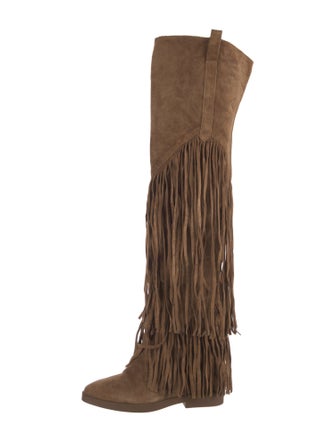 Ash Suede Fringe Trim Accent Boots