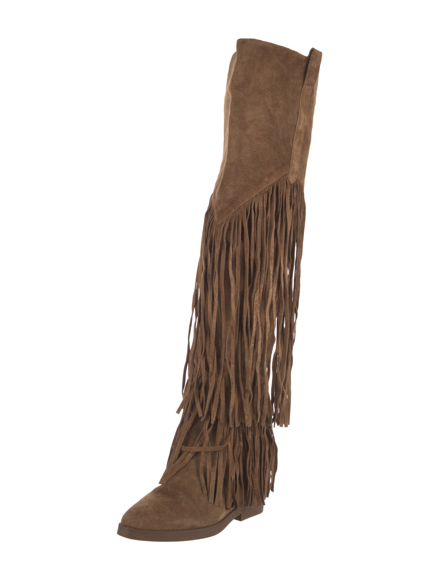 Ash Suede Fringe Trim Accent Boots