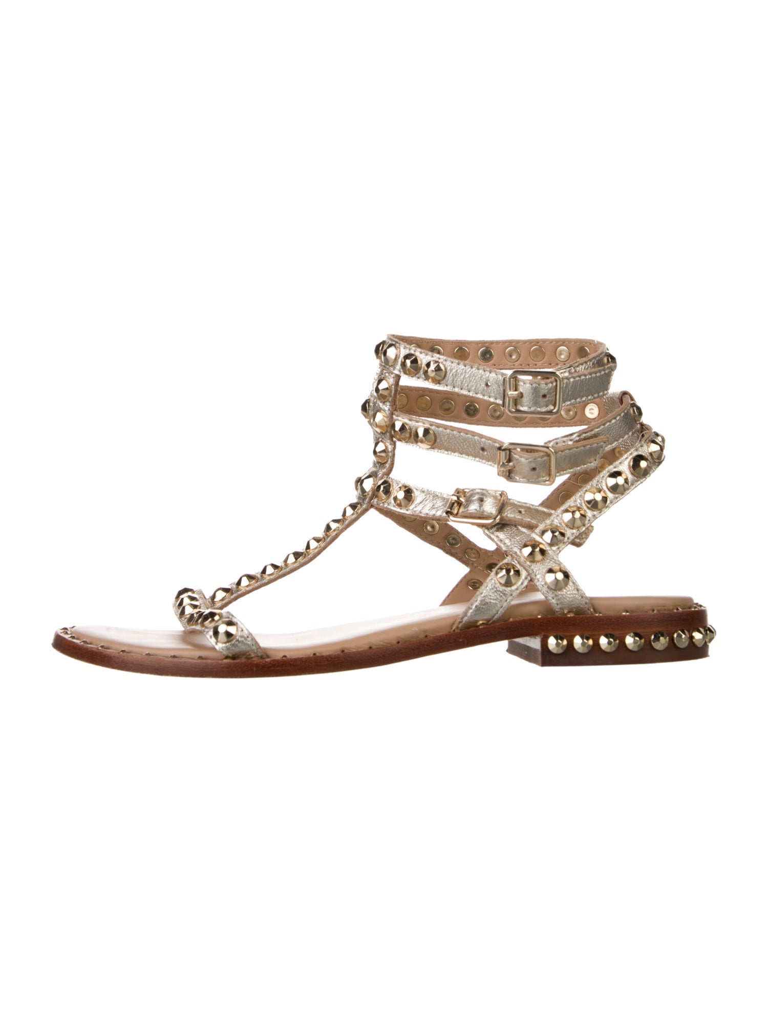Ash Leather Studded Accents Gladiator Sandals