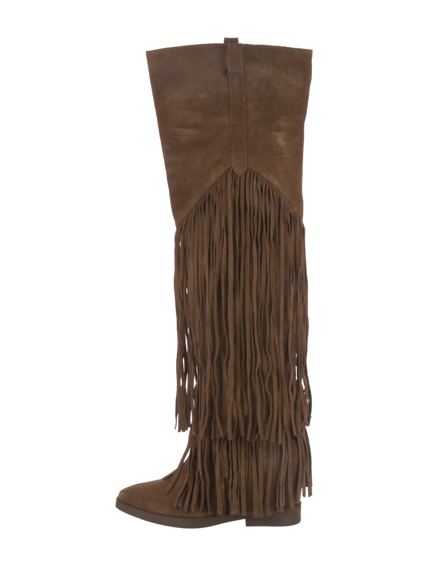 Ash Suede Fringe Trim Accent Boots