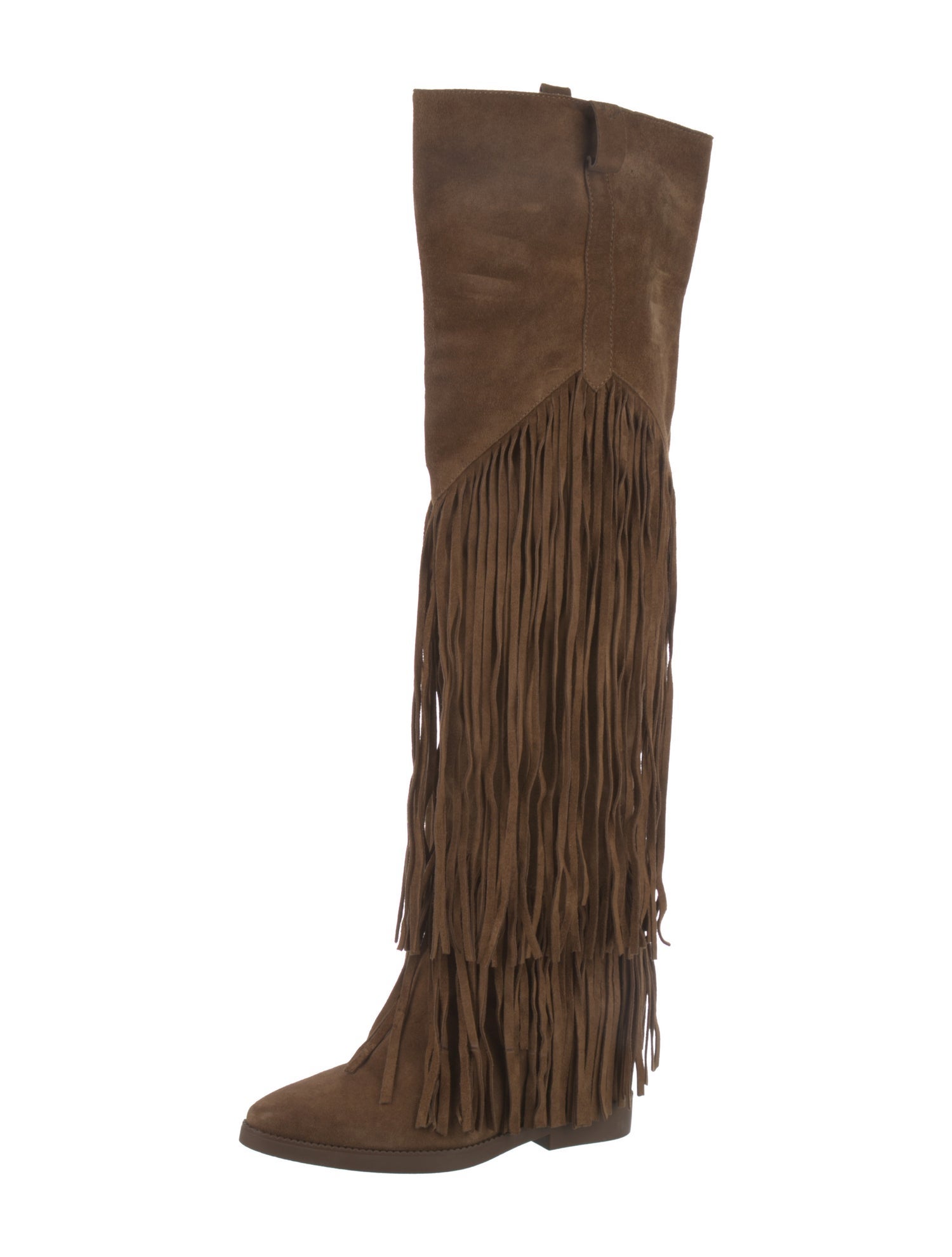 Ash Suede Fringe Trim Accent Boots