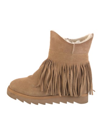 Ash Suede Fringe Trim Accent Boots