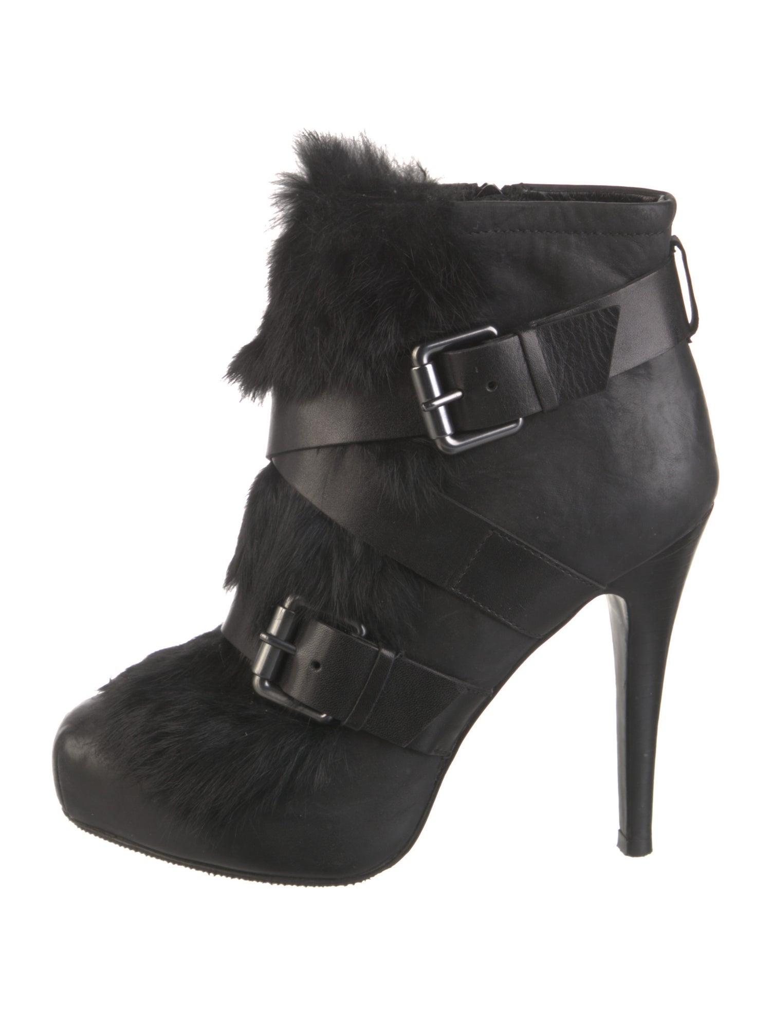 Ash Leather Faux Fur Trim Boots