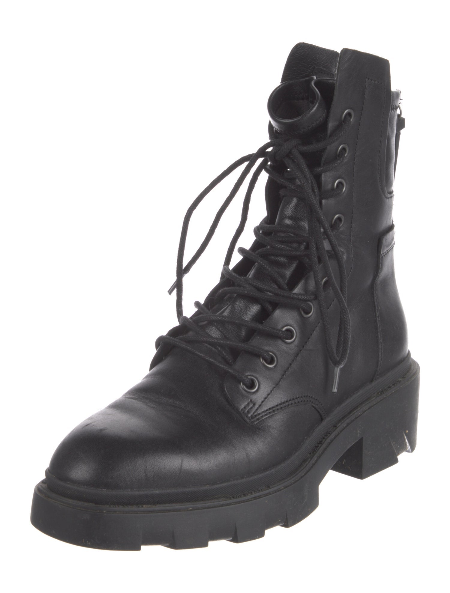 Ash Leather Combat Boots