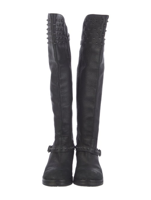 Ash Leather Studded Accents Boots