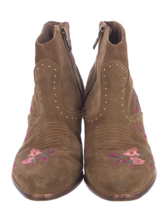 Ash Suede Floral Print Western Boots