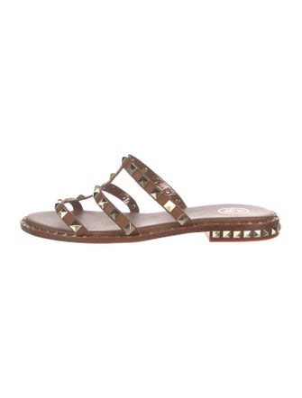 Ash Leather Studded Accents Slides