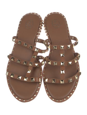 Ash Leather Studded Accents Slides