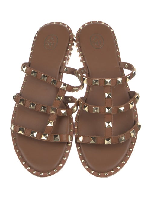 Ash Leather Studded Accents Slides