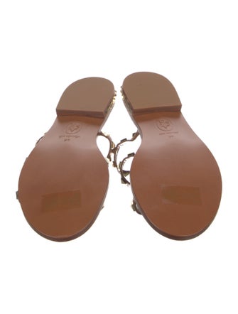 Ash Leather Studded Accents Slides