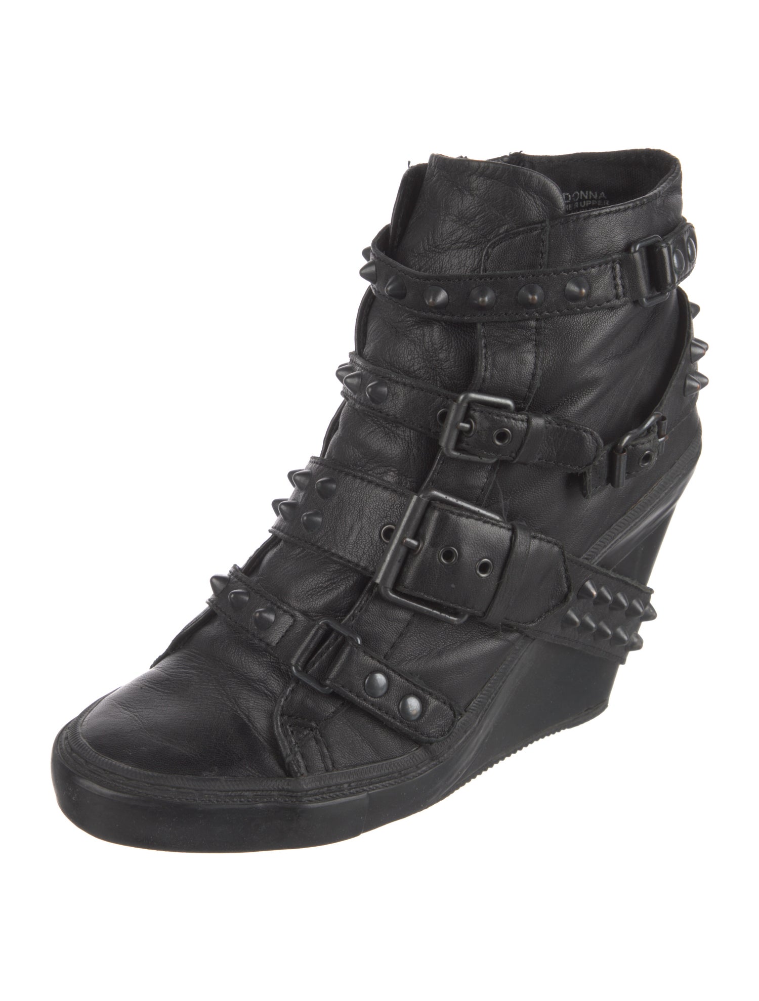 Ash Leather Studded Accents Lace-Up Boots