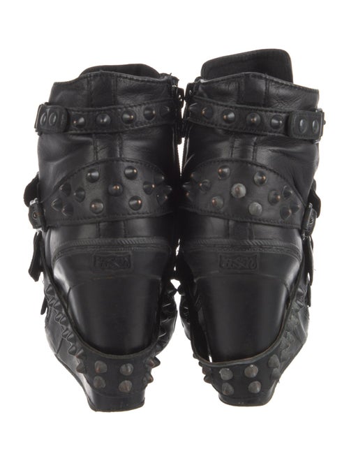 Ash Leather Studded Accents Lace-Up Boots