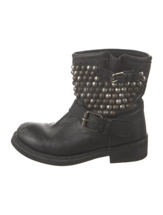 Ash Leather Studded Accents Moto Boots