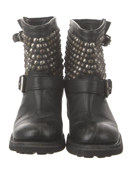 Ash Leather Studded Accents Moto Boots