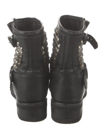Ash Leather Studded Accents Moto Boots