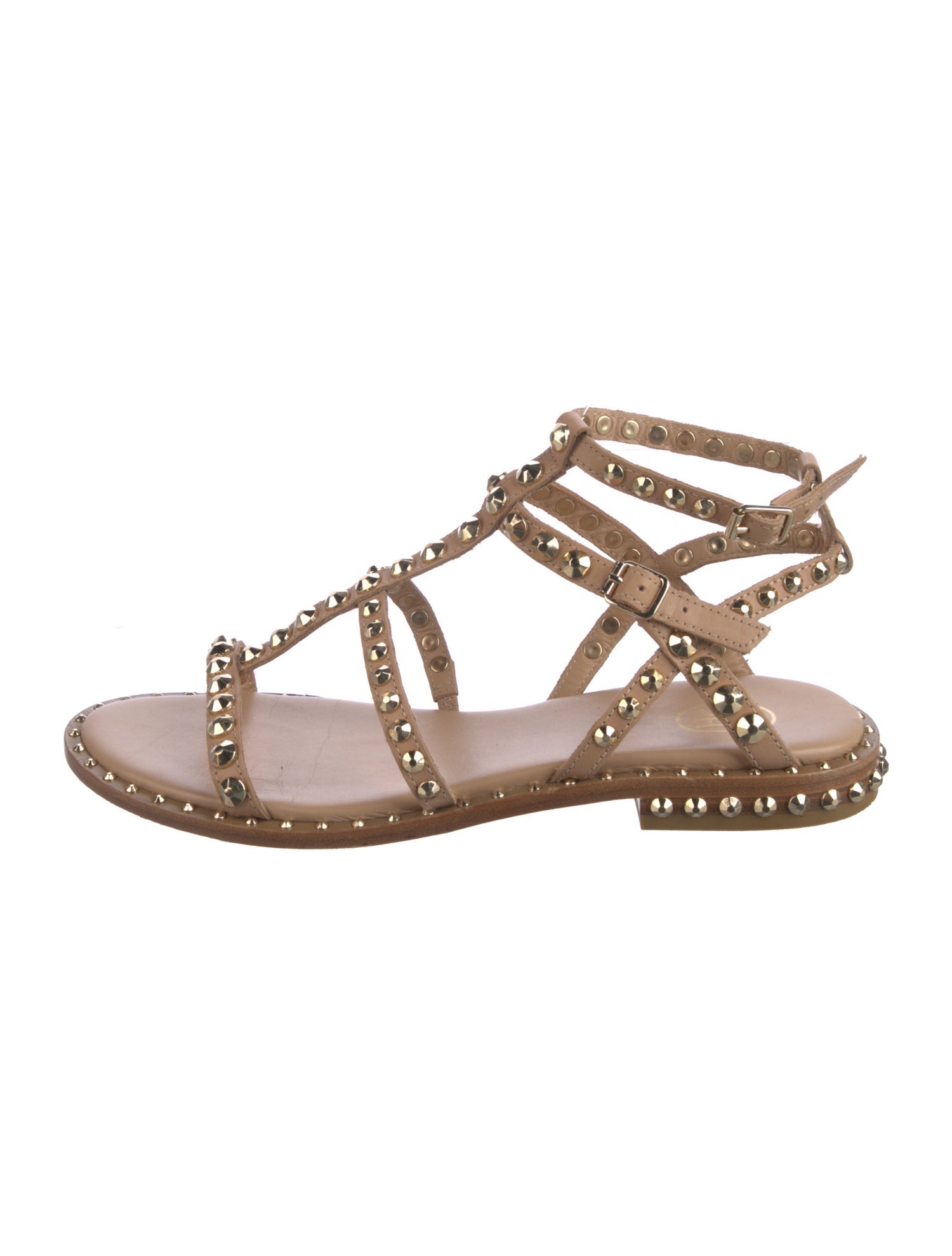 Ash Leather Studded Accents Gladiator Sandals