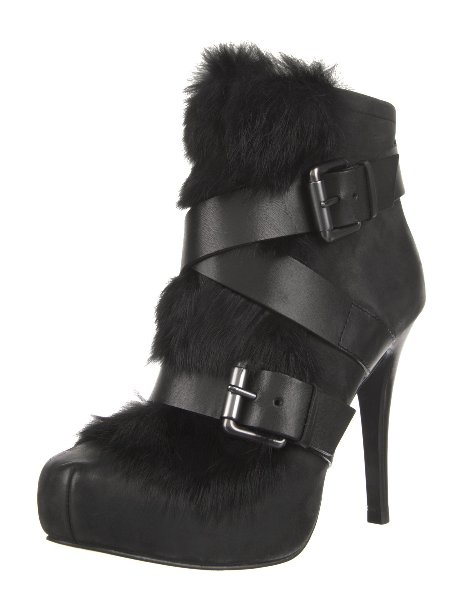 Ash Leather Faux Fur Trim Boots