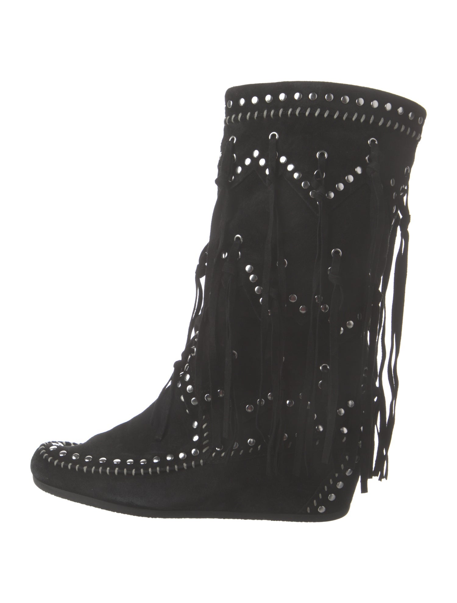Ash Suede Studded Accents Lace-Up Boots