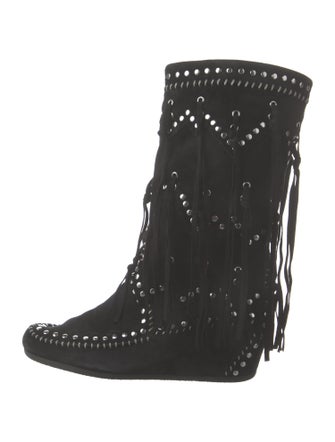 Ash Suede Studded Accents Lace-Up Boots