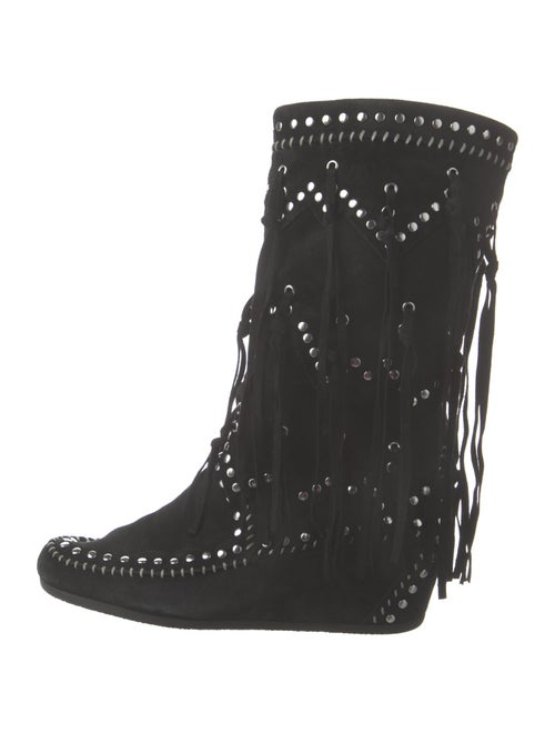 Ash Suede Studded Accents Lace-Up Boots