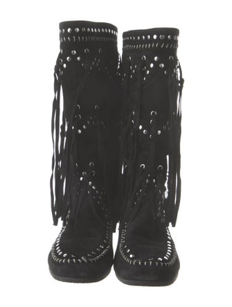 Ash Suede Studded Accents Lace-Up Boots