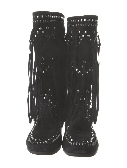 Ash Suede Studded Accents Lace-Up Boots