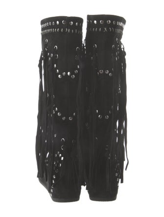 Ash Suede Studded Accents Lace-Up Boots