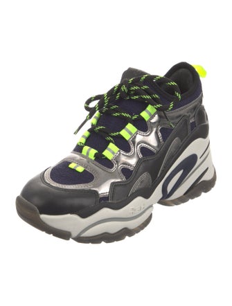 Ash Leather Colorblock Pattern Chunky Sneakers