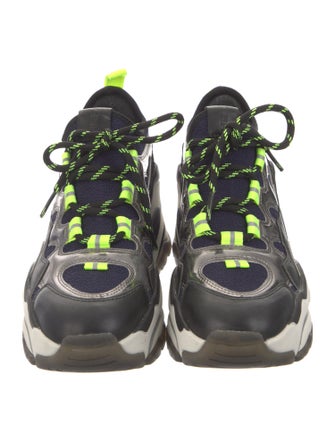 Ash Leather Colorblock Pattern Chunky Sneakers