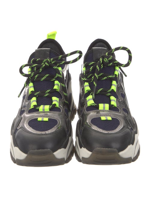 Ash Leather Colorblock Pattern Chunky Sneakers