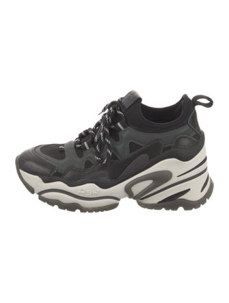 Ash Leather Colorblock Pattern Chunky Sneakers