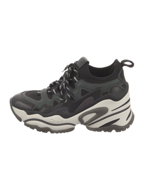 Ash Leather Colorblock Pattern Chunky Sneakers