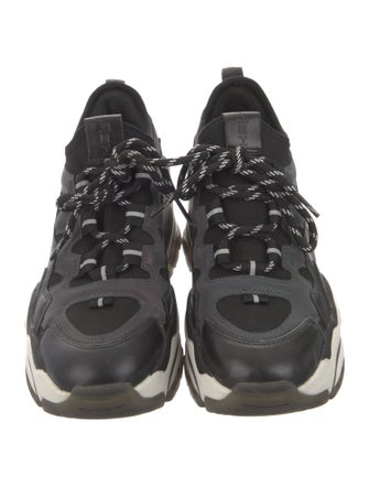Ash Leather Colorblock Pattern Chunky Sneakers