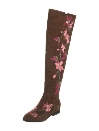 Ash Suede Floral Print Boots