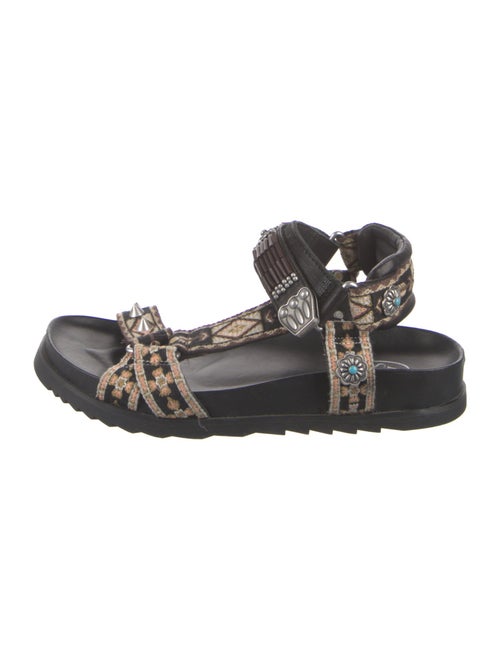 Ash Leather Printed T-Strap Sandals