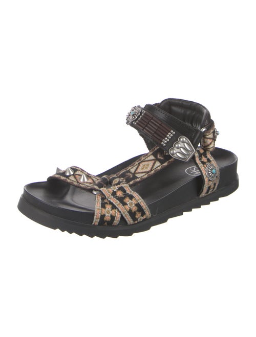 Ash Leather Printed T-Strap Sandals
