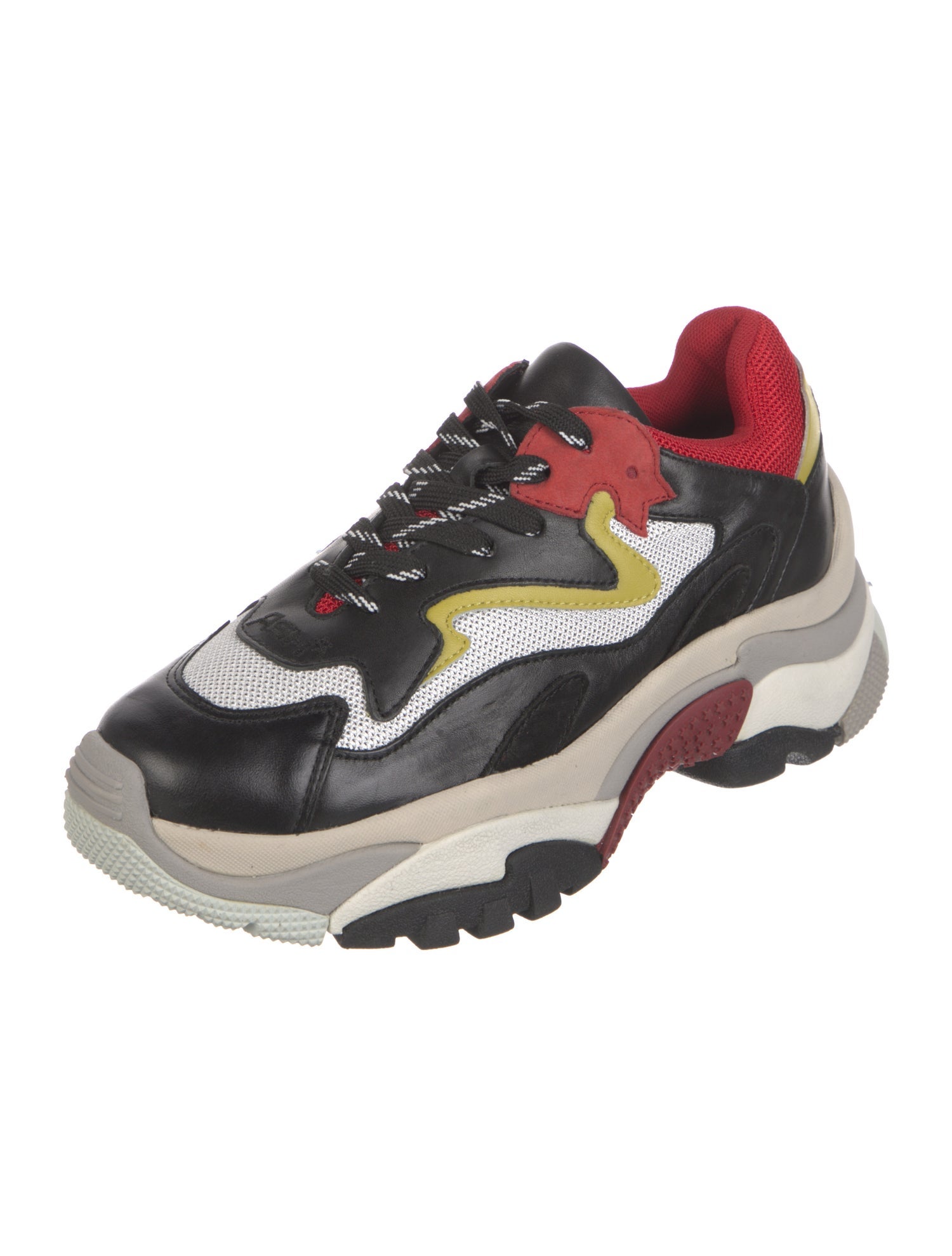 Ash Mesh Colorblock Pattern Chunky Sneakers