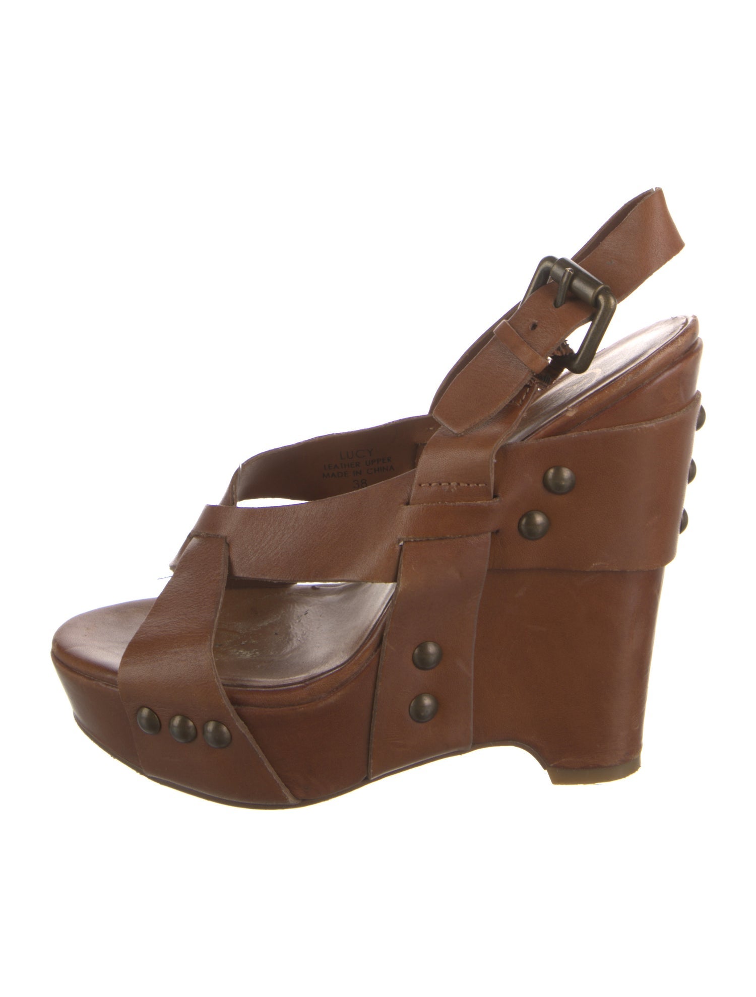 Ash Leather Studded Accents Slingback Sandals