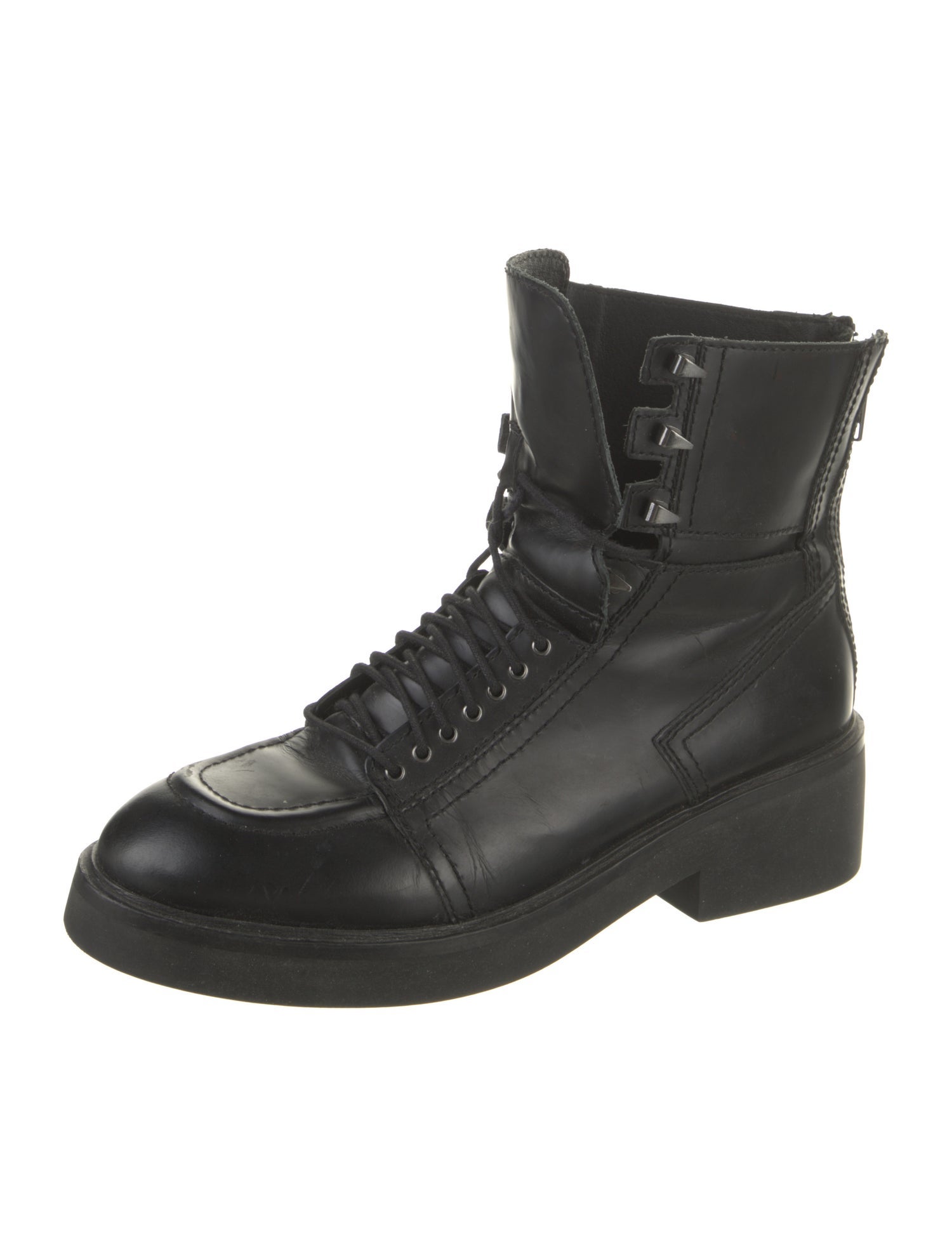 Ash Leather Combat Boots