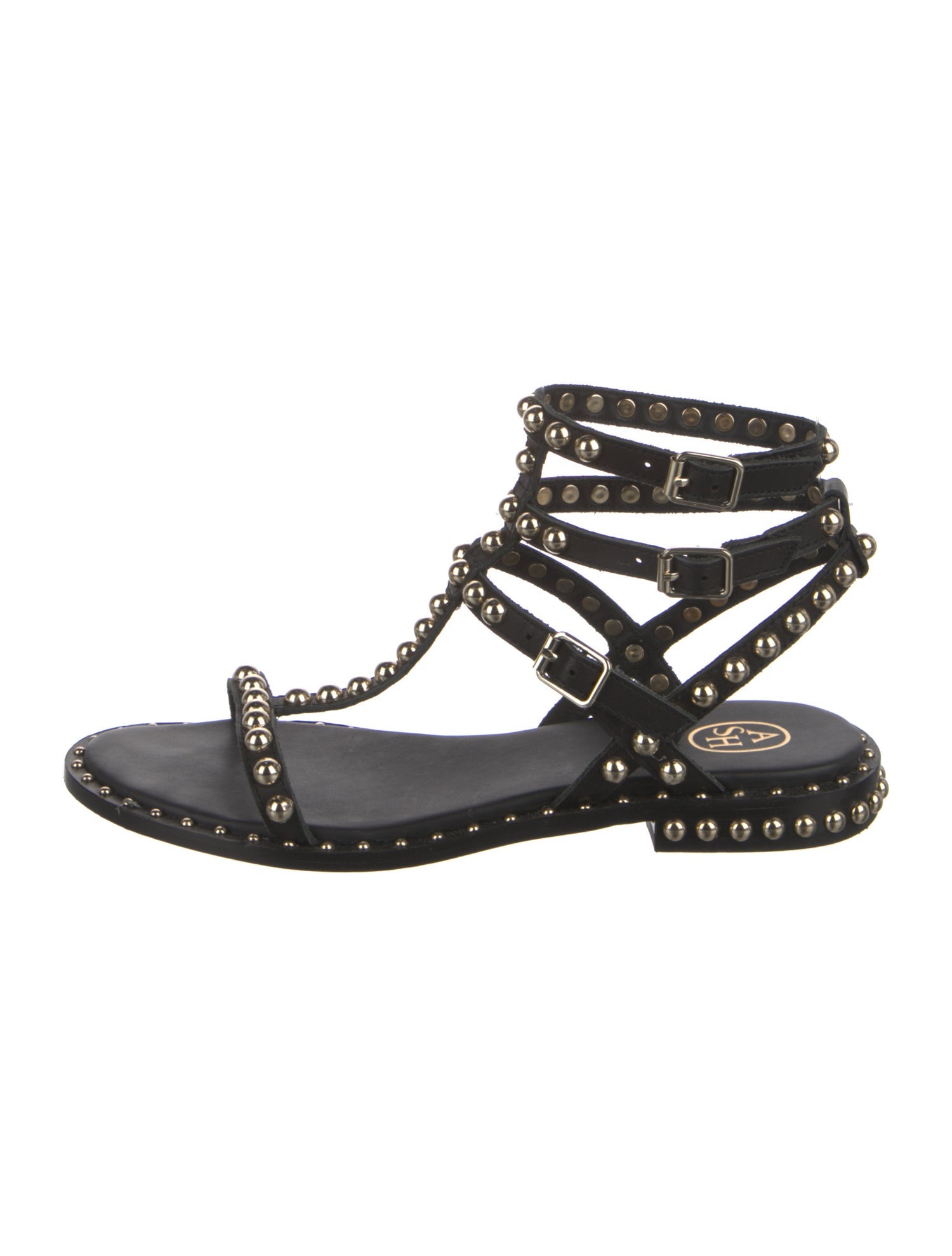 Ash Leather Studded Accents Gladiator Sandals
