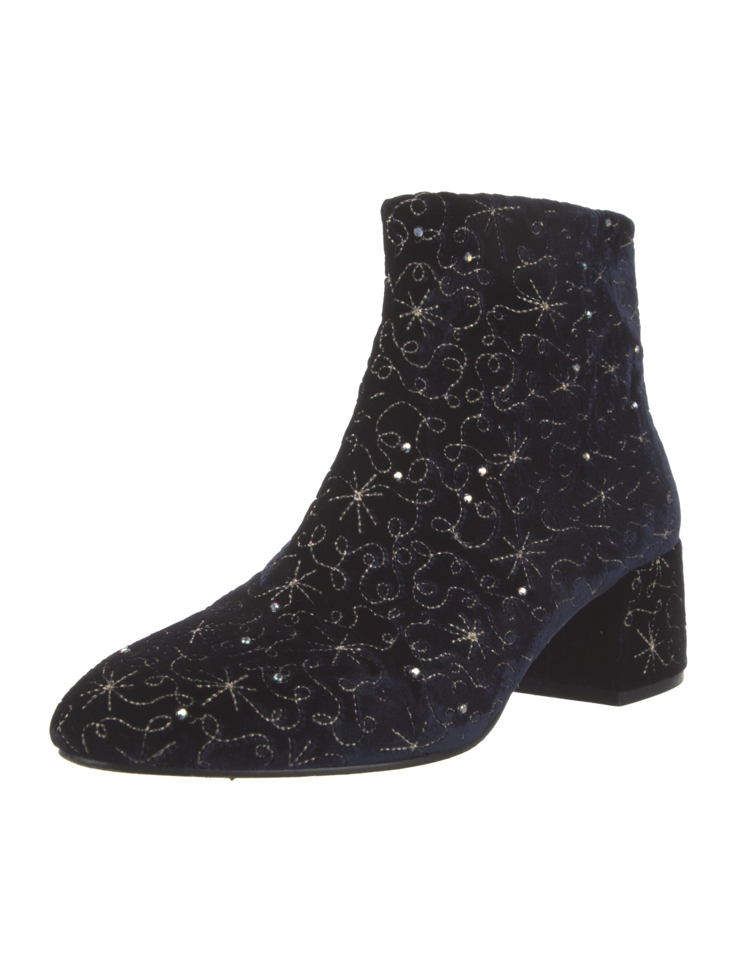 Ash Velvet Crystal Embellishments Boots