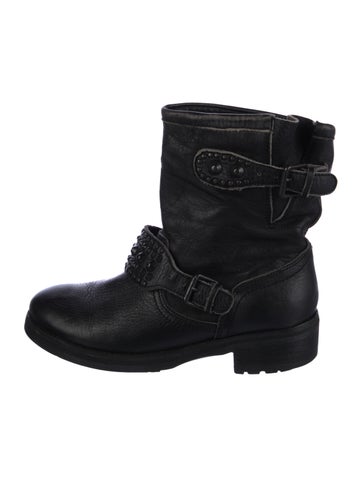 Pre-owned Ash Leather Moto Boots In Black