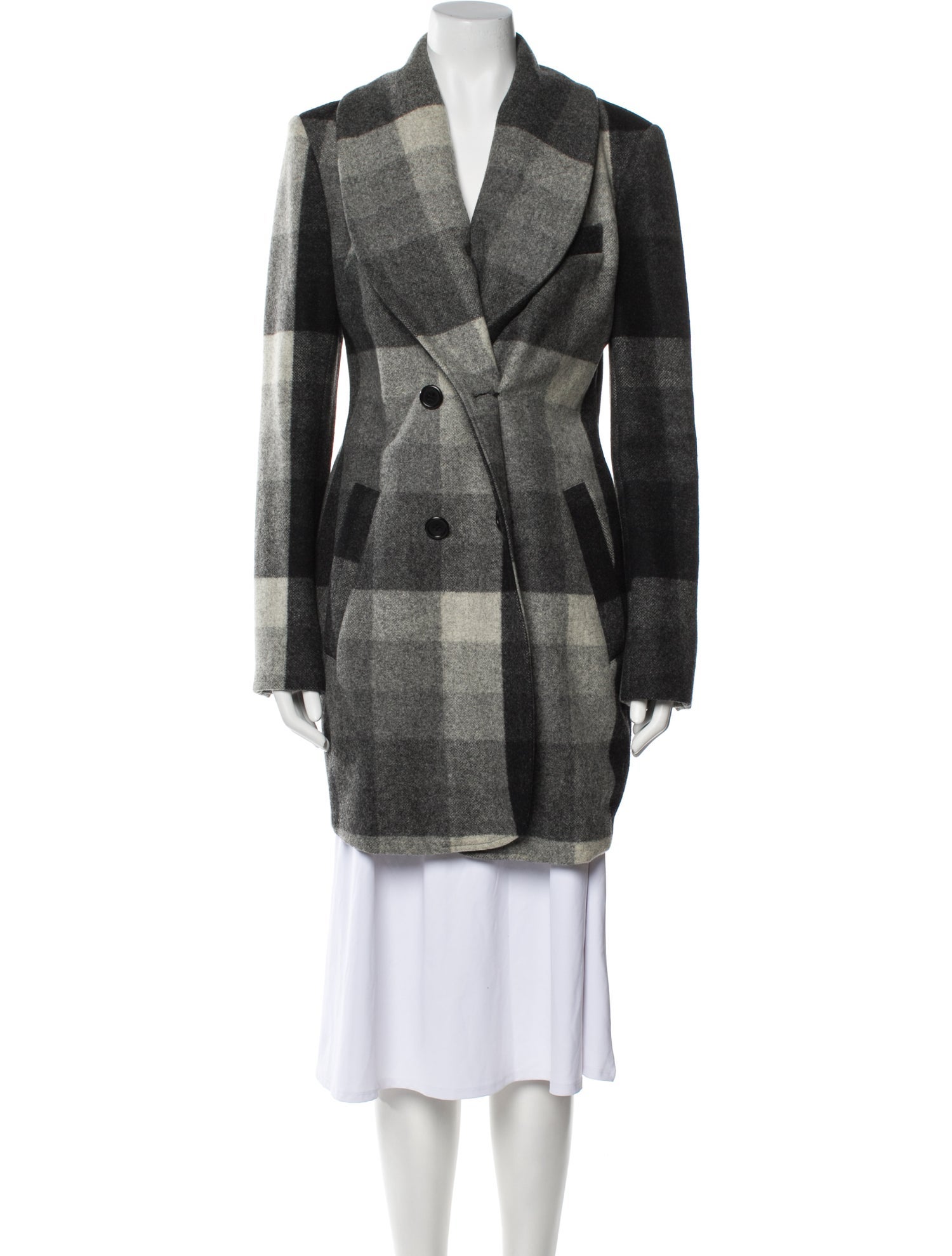 ADAM by Adam Lippes Wool Plaid Print Peacoat
