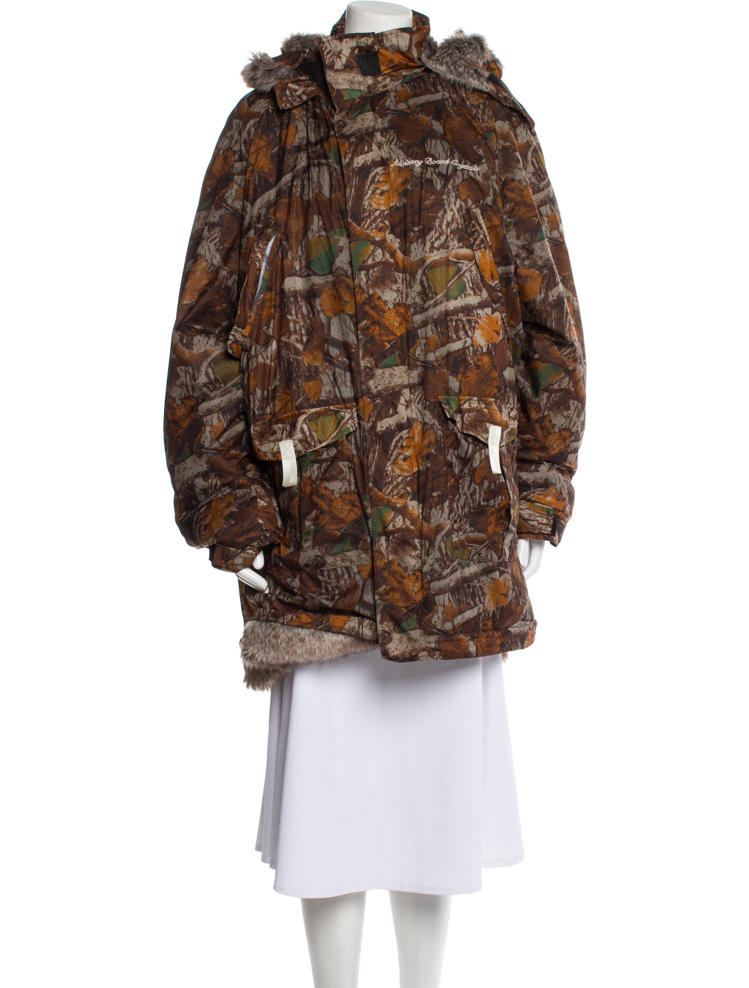 Advisory Board Crystals Printed Faux Fur Coat